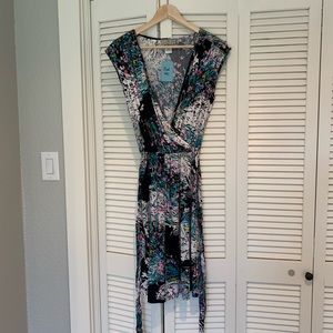 Multicolored Faux Wrap Dress